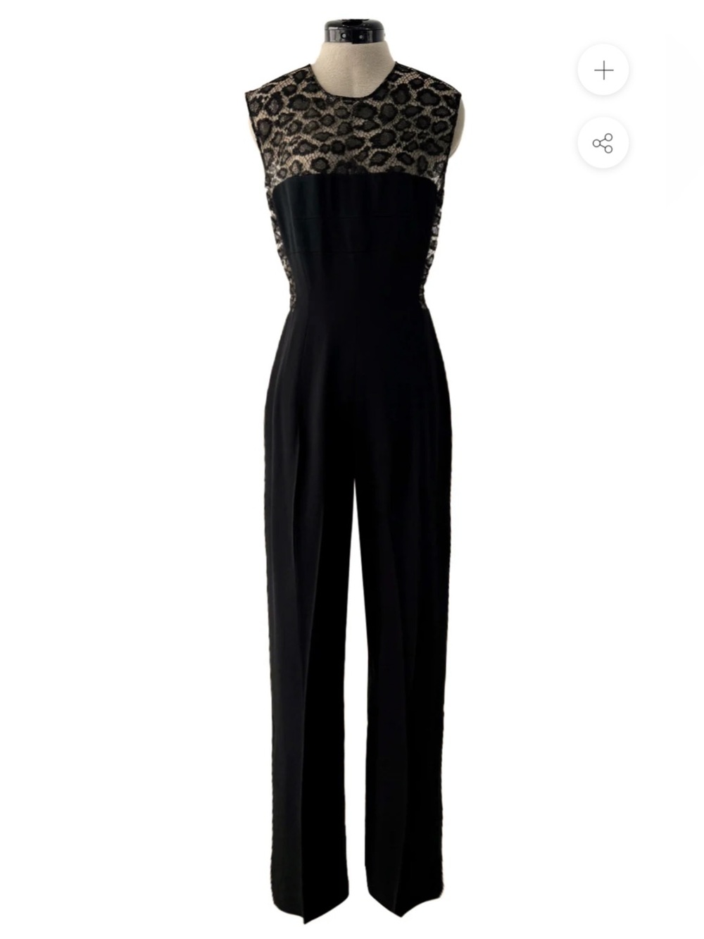 Alexander McQueen Metallic Lace Silk blend Jumpsuit black Sarah Burton 2014 XS